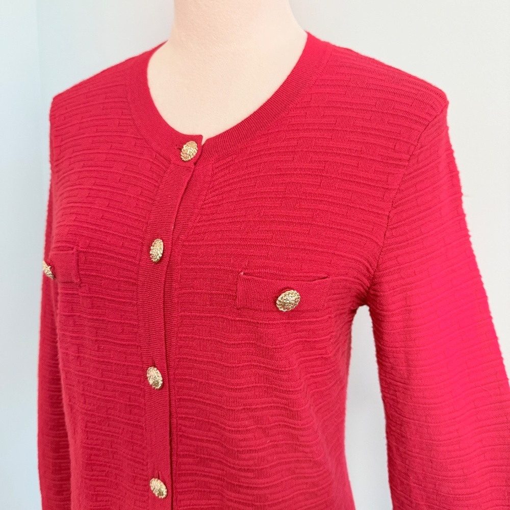 Karl Lagerfeld Paris Women’s Wine Red Cardigan Sweater – Size‎ S - Picture 3 of 8